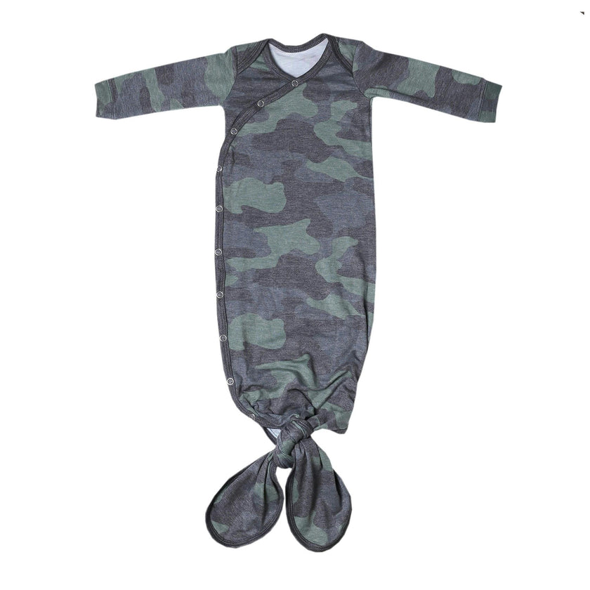 Newborn Knotted Gown - Hunter