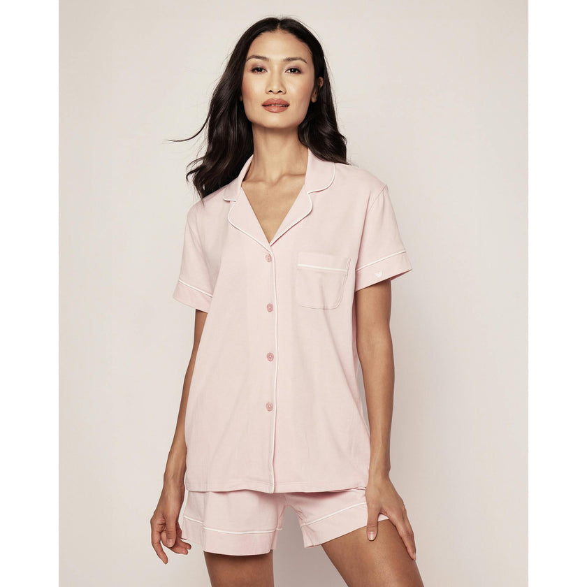 Women's Pima Short Sleeve Short Set in Pink