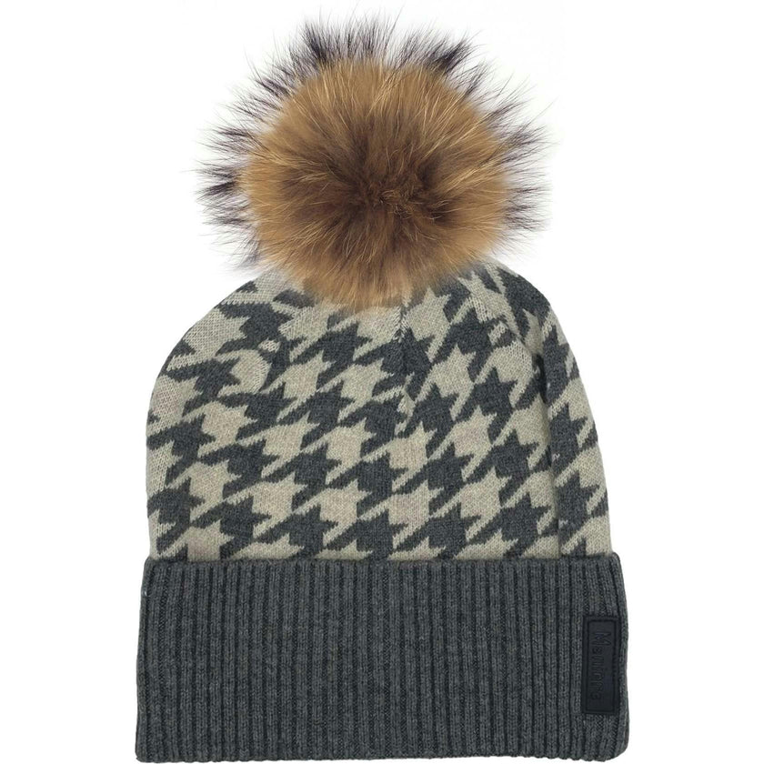 Houndstooth Knit Beanie (Snap On Pom Sold Separately)