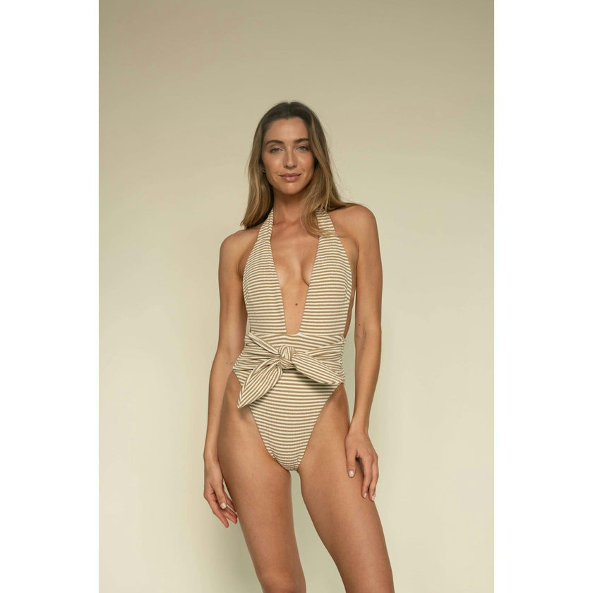 Women's Tropez Striped Tie-Up One-Piece Swimsuit