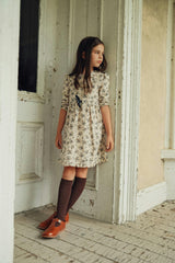 Flower Print Lace Dress Cream
