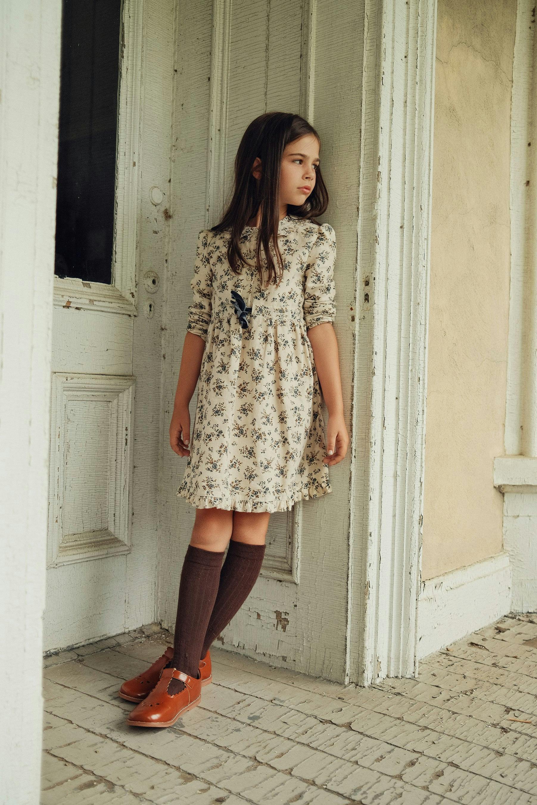 Flower Print Lace Dress Cream