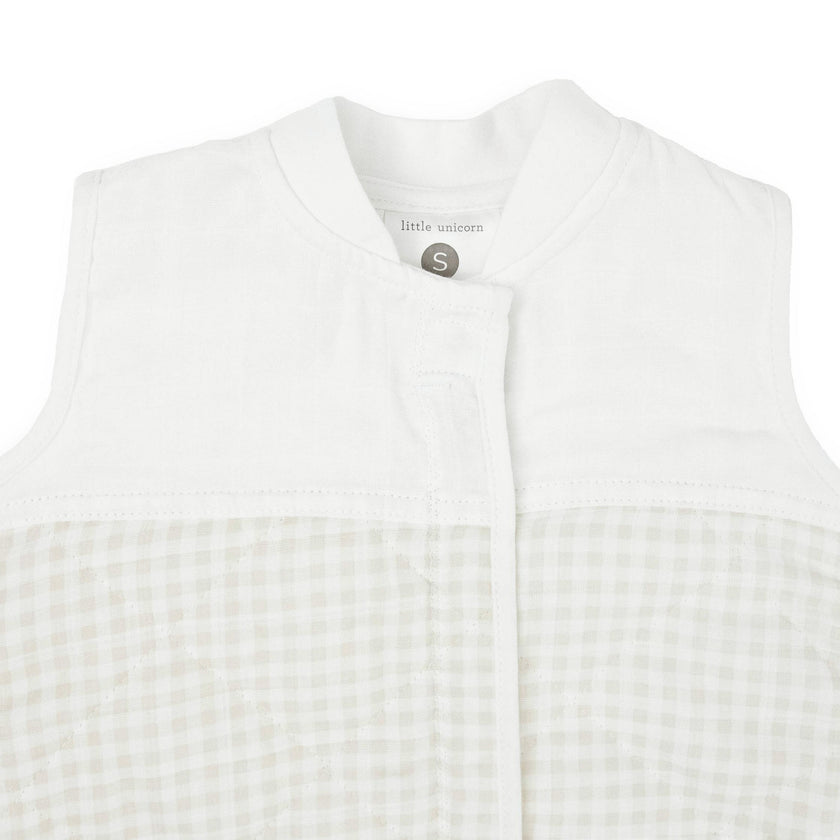 Cotton Muslin Quilted Sleep Bag - Tan Gingham
