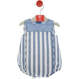 Blue and White Nautical Stripe Bubble Romper, Blue