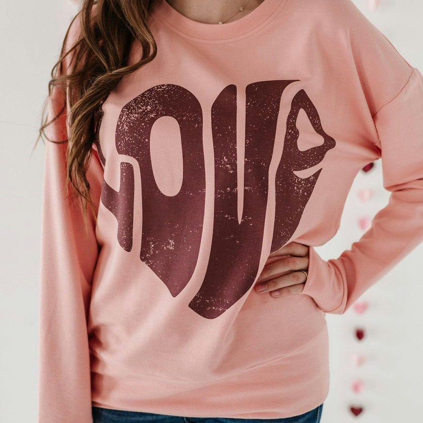 Women's Pullover Love in Rose Brown