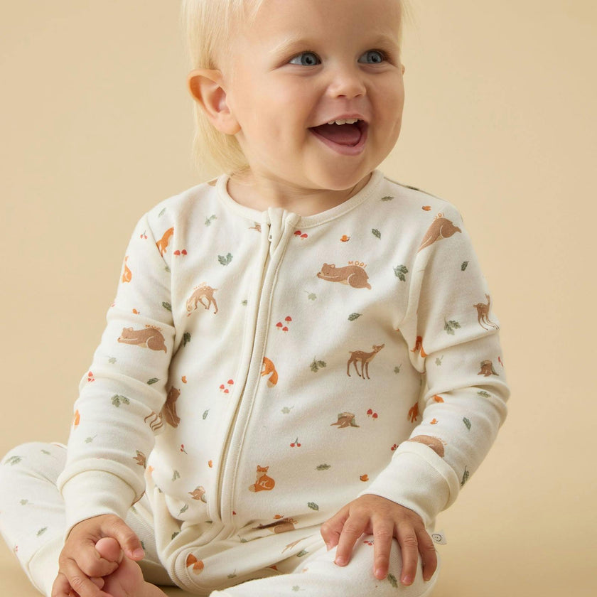 Forest Friends Clever Zip Baby Pajamas