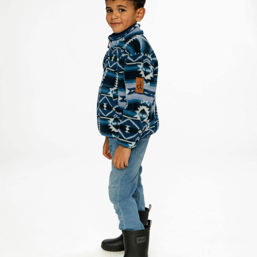 Mid-Season Plush Pullover Jacket Aztec Blue