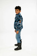 Mid-Season Plush Pullover Jacket Aztec Blue