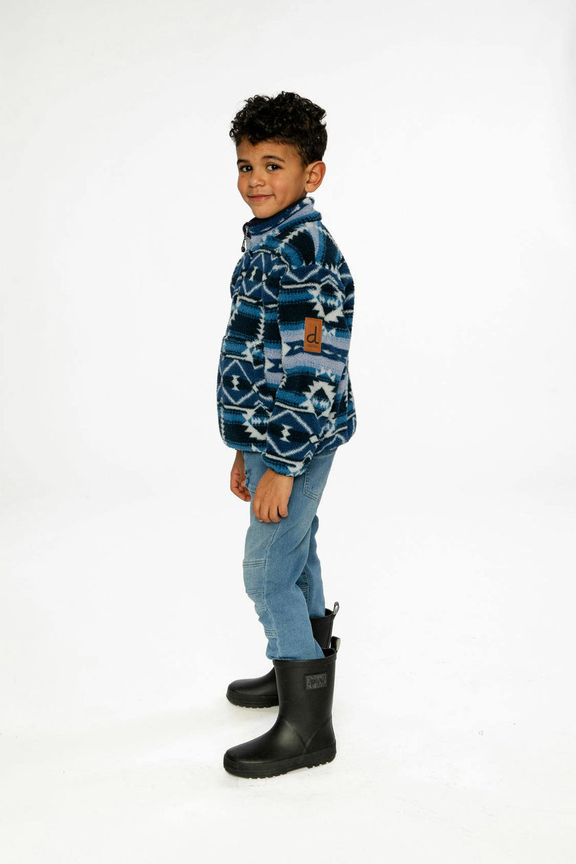 Mid-Season Plush Pullover Jacket Aztec Blue