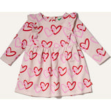 Recycled Cotton Hearts Kid Ruffle Dress, Pink