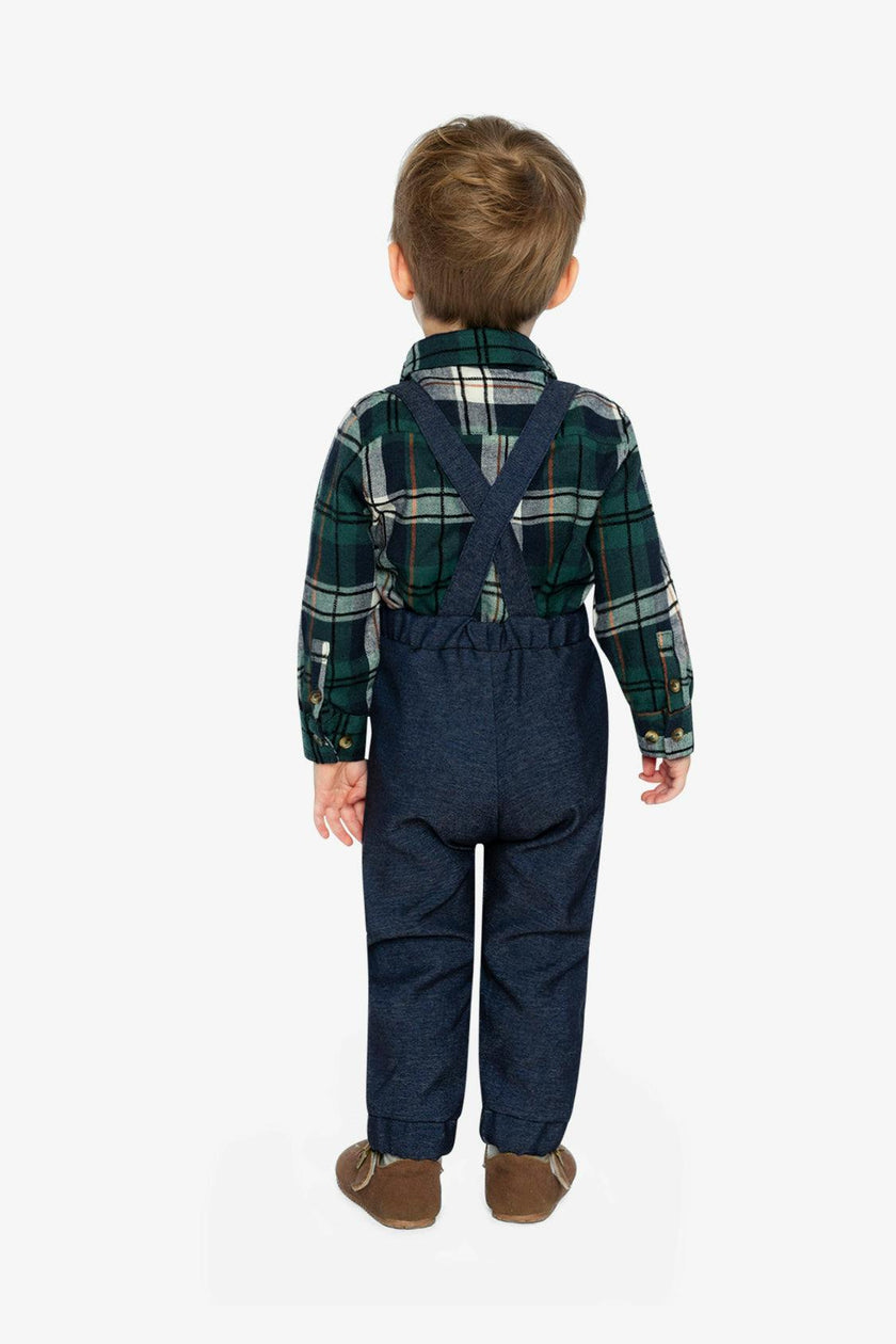 Baby Top & Pants Set Blue And Green Checks