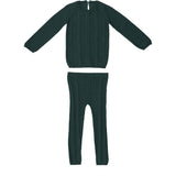 Cable Knit Long Sleeve Sweater & Pant 2-Piece Set, Brown