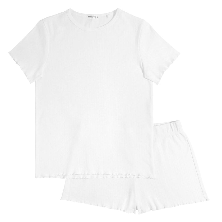 Women's Pima Pointelle Shirt & Short Pajamas Set