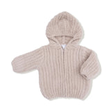 Chenille - Stone Hooded Jacket with Striped Texture
