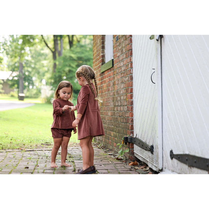 Girls Royal Velvet Smocked Top & Shorts Set