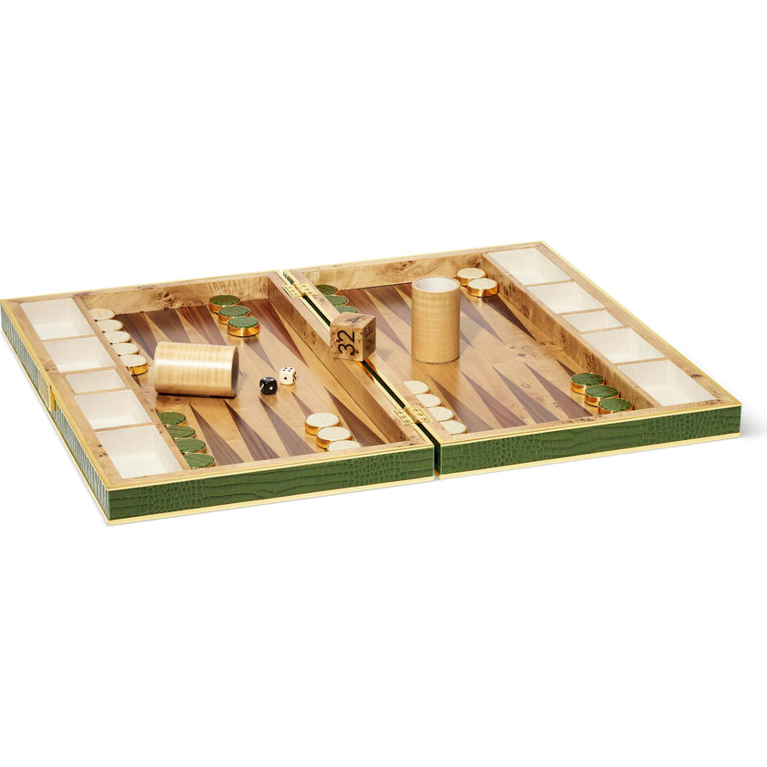 Croc Leather Backgammon Set w/Dice
