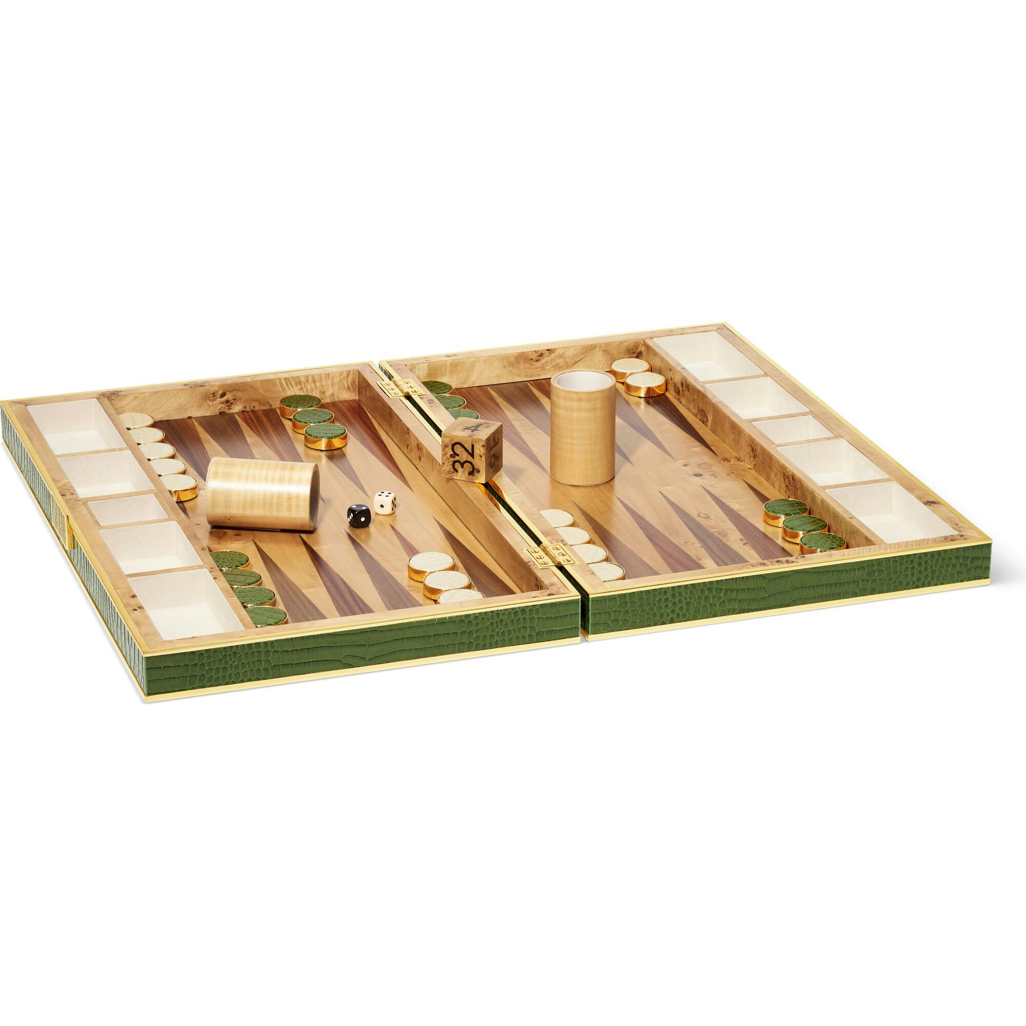 Croc Leather Backgammon Set w/Dice
