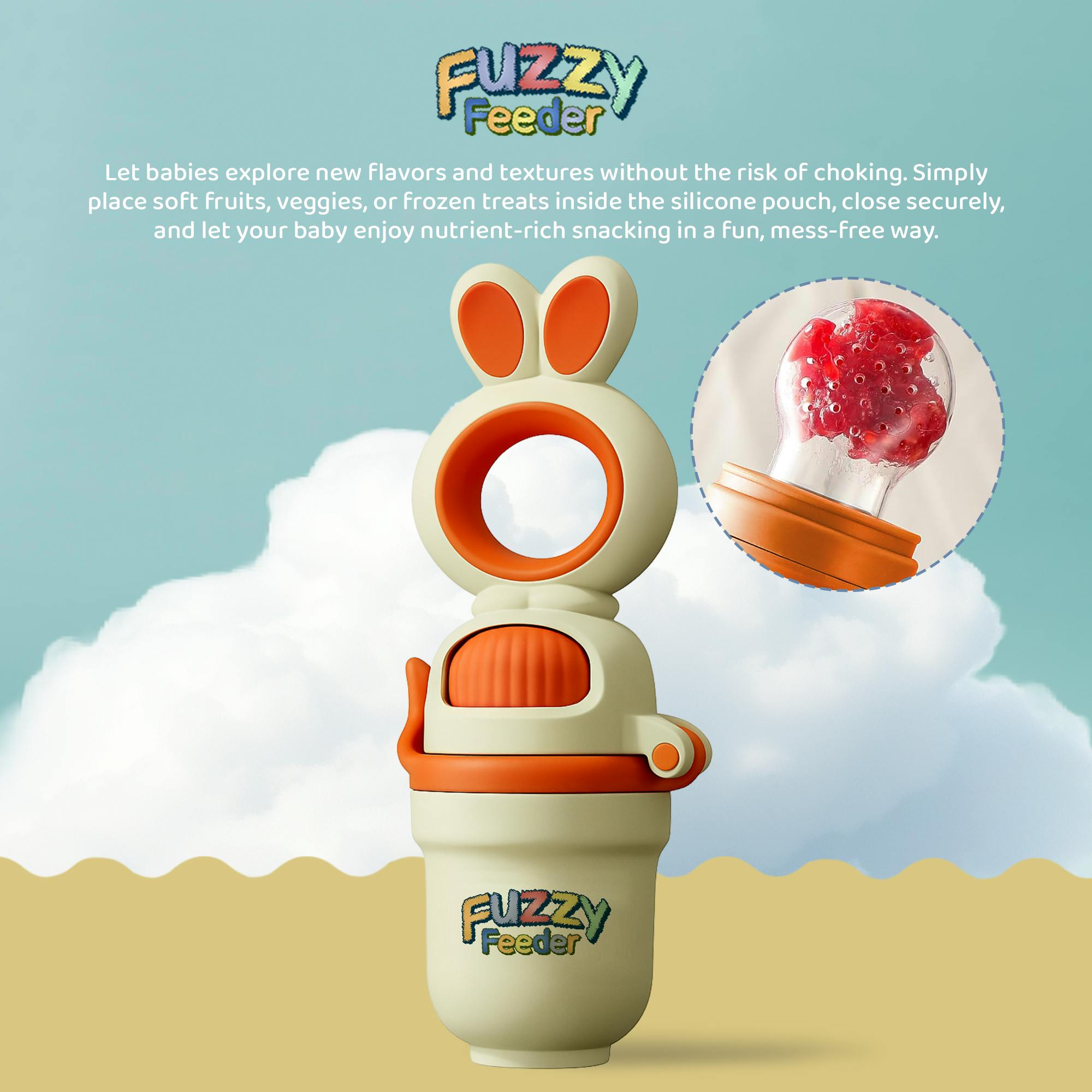 Baby Push Pop Fruit Feeder - Orange
