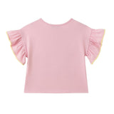 Girls Flutter Sleeve Graphic Tee | Pink Bunny