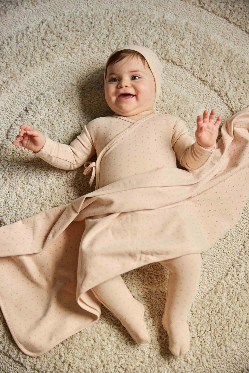 Wrap With Dot Print Footie And Beanie