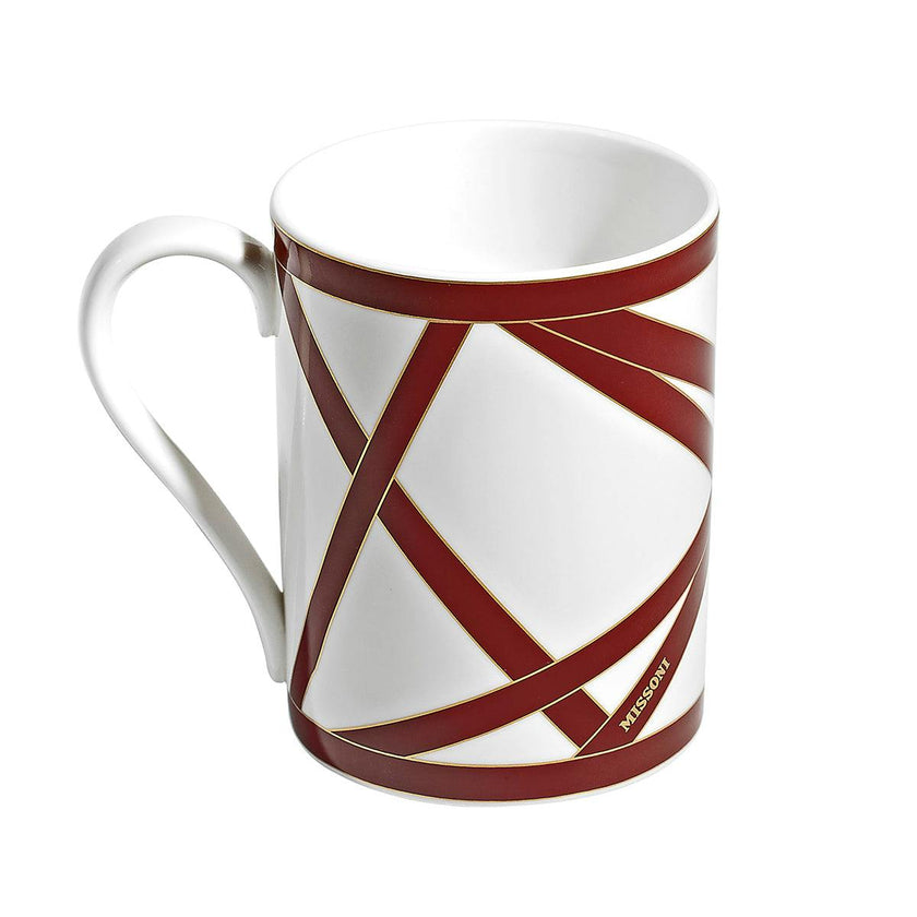 Mug Cup NASTRI in Luxury Box Bordeaux diam. 3", H 3.9", cap. 12.5 oz