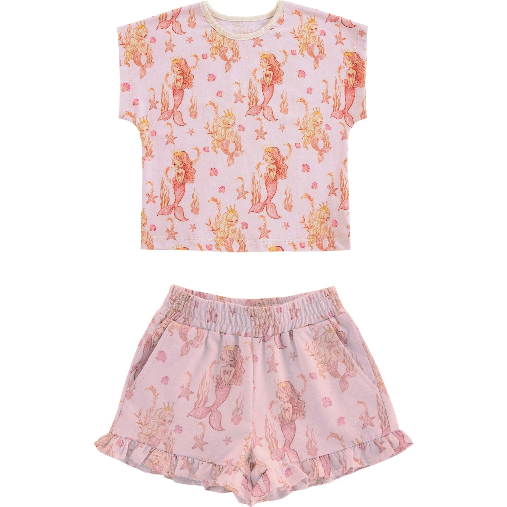 Light Weight French Terry Lounge Set Girls, Mermaid