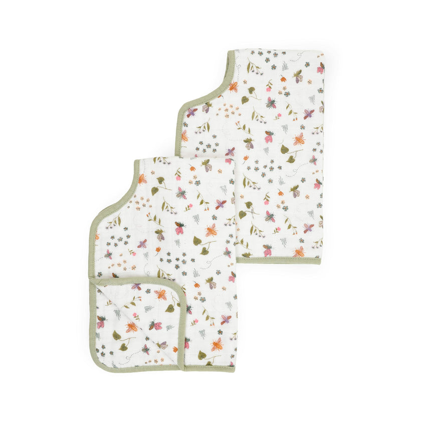 Cotton Muslin Burp Cloth 2 Pack - Garden Bees