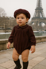 Plaid Collar Girls Romper