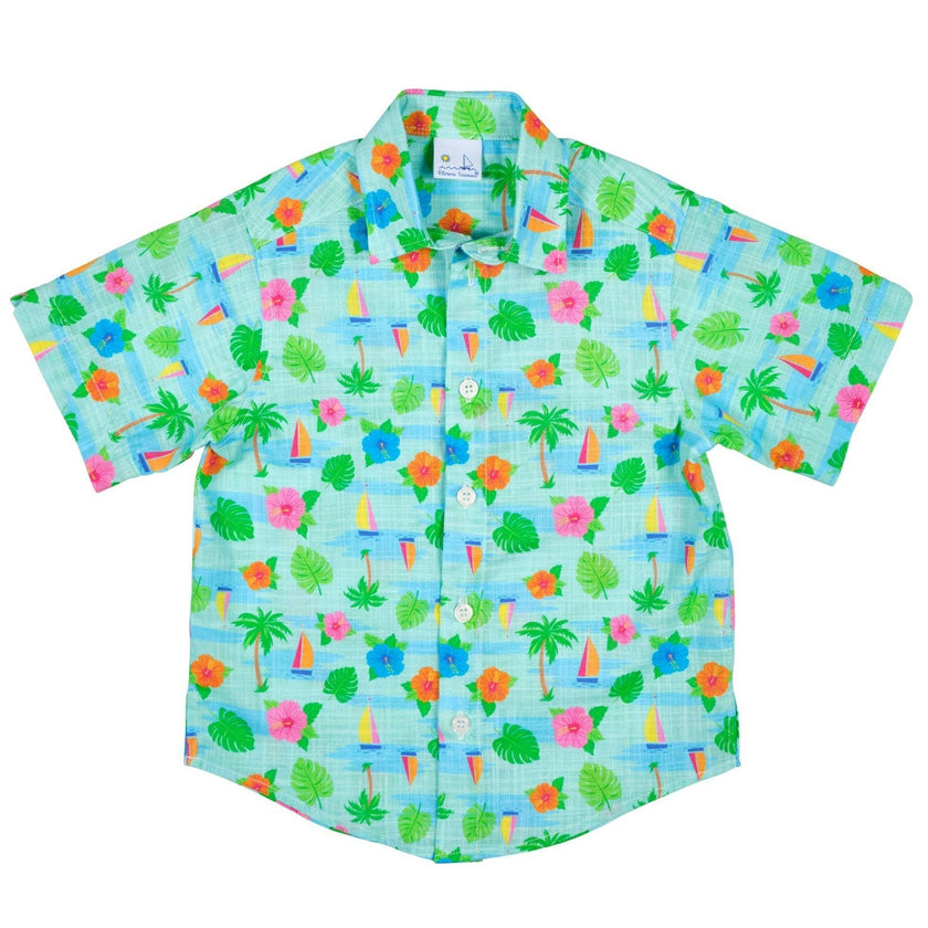 Printed Linen-Look Camp Shirt