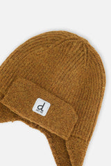 Baby Winter Knit Hat With Ear Flaps And Strings Brown Sugar