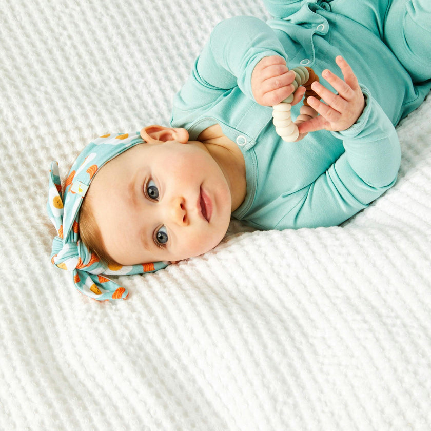 Bow Headband - Bacon & Eggs Blue