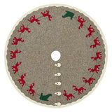 Hand Felted Wool Reindeer and Sleigh Christmas Tree Skirt Arcadia Home
