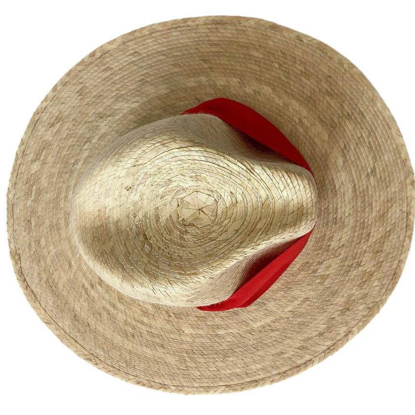 Zinnia Sun Hat - Wide & Short Red Grosgrain Ribbon