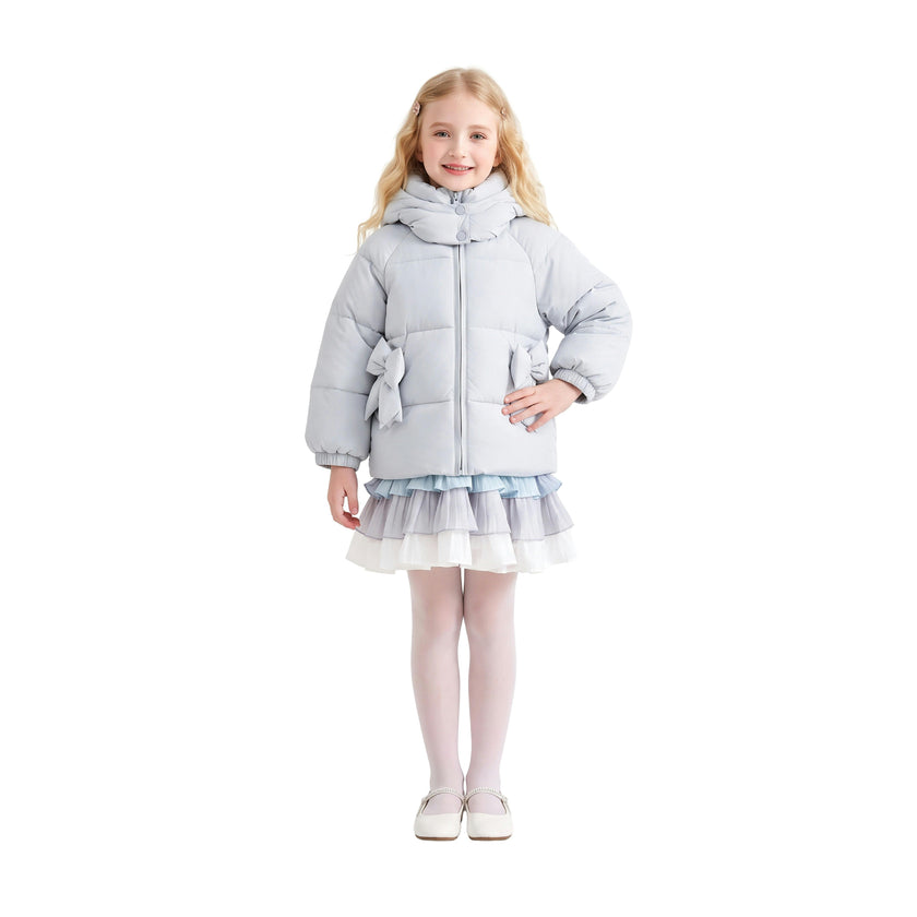 Blue Bow Puffer Jacket