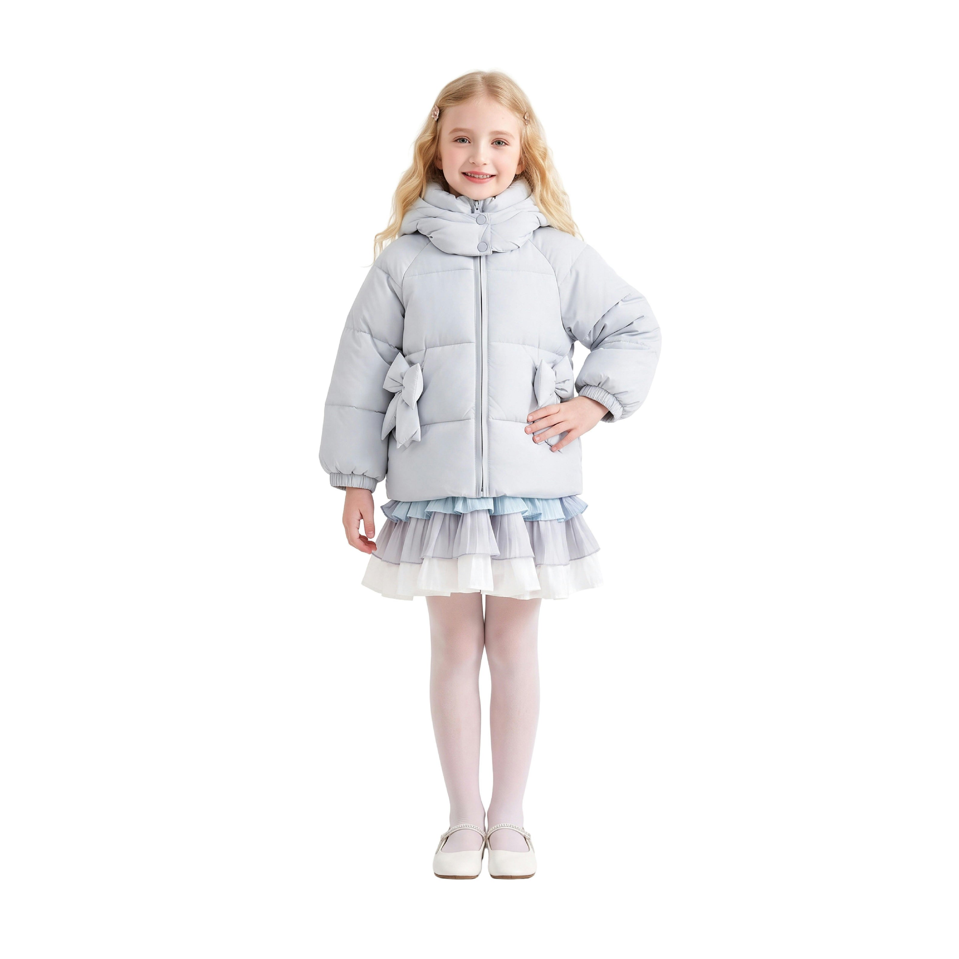 Blue Bow Puffer Jacket