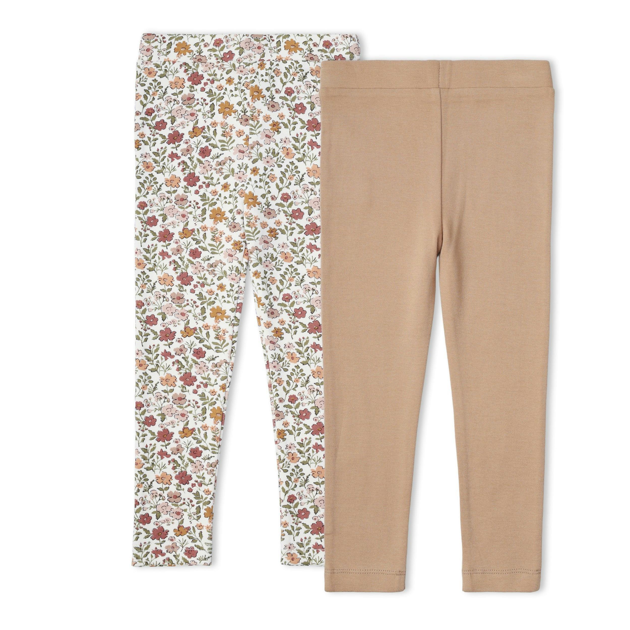 Organic Legging Set of 2 - Woodland Sprig + Taupe