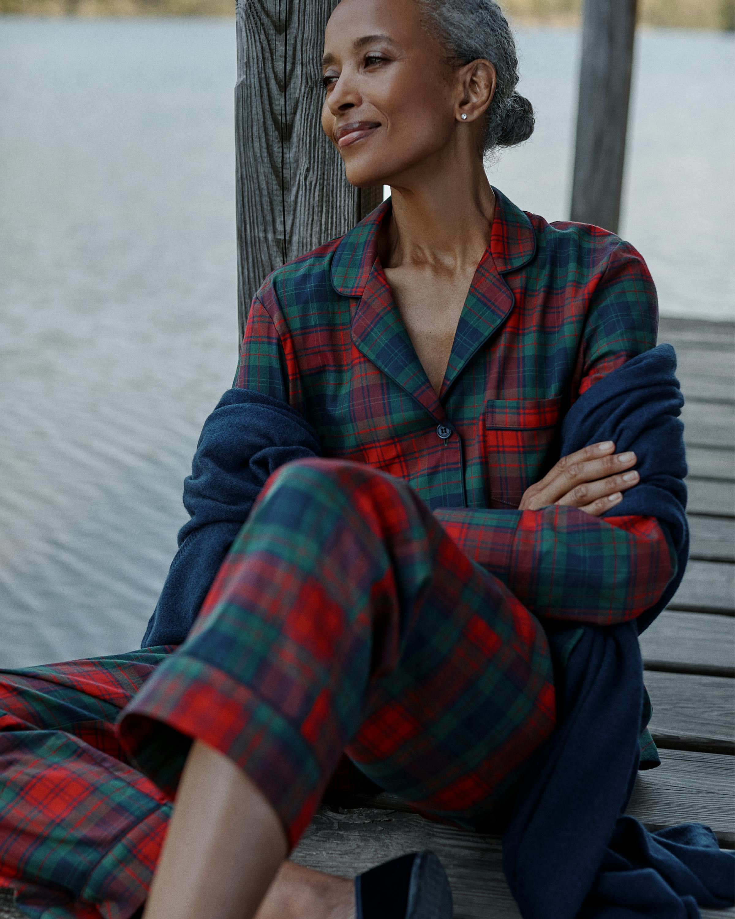 Women's Brushed Twill Pajama Set in St. James Tartan