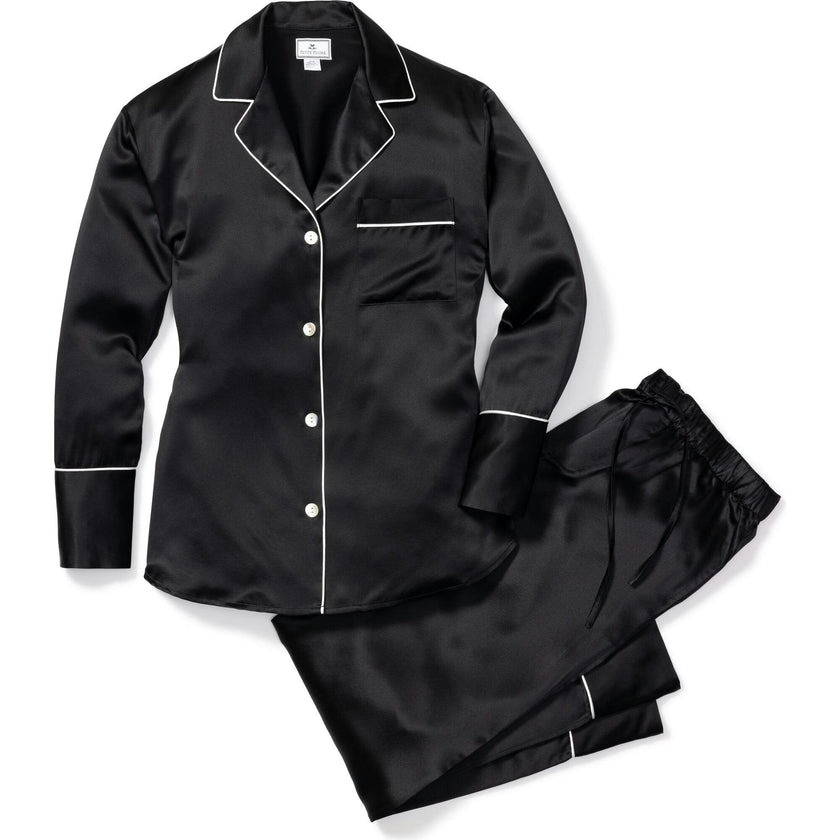 Women's Silk Pajama Set in Black