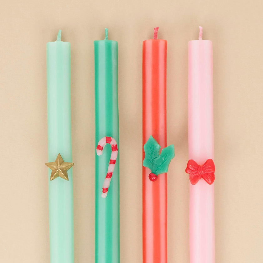 Festive Striped Table Candles