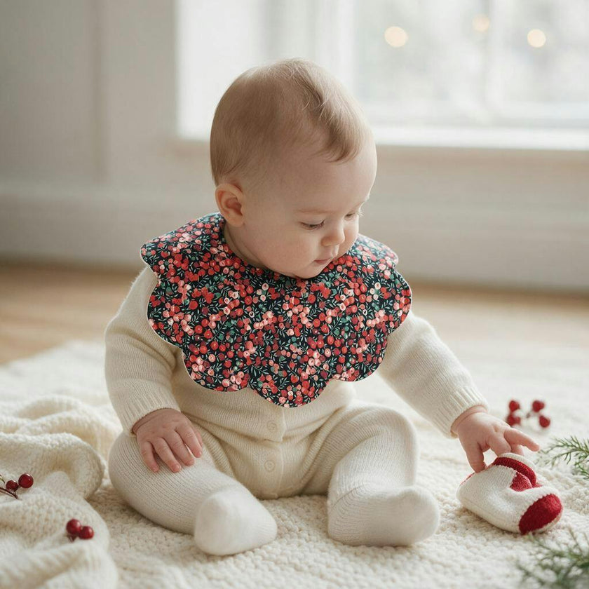 Liberty Of London Christmas Scallop Baby Dribble Bib - Wiltshire Berry