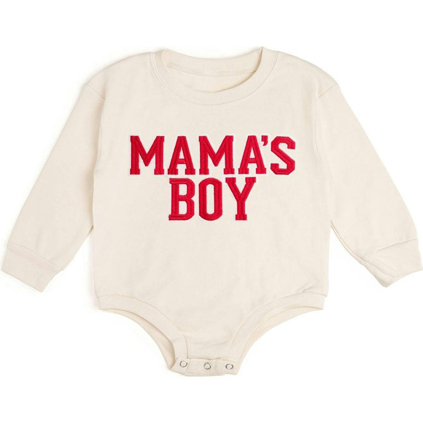 Mama's Boy Varsity Patch Long Sleeve Romper