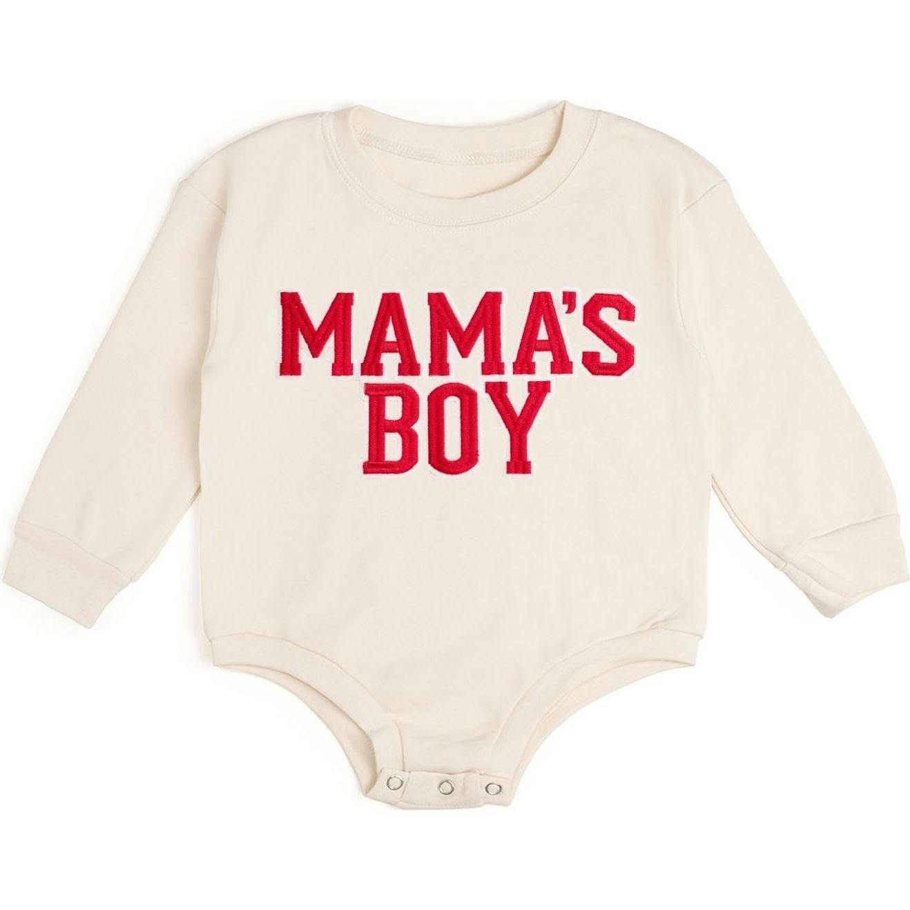 Mama's Boy Varsity Patch Long Sleeve Romper