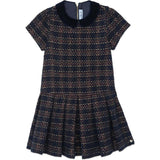 TARTINE ET CHOCOLAT SHORT SLEEVED CHECKED DRESS - MARINE