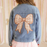 Howdy Gingham Bow Patch Denim Jacket