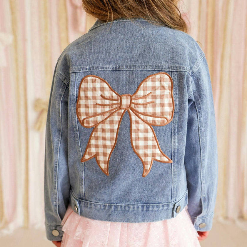 Howdy Gingham Bow Patch Denim Jacket
