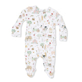 Cute Farm Animals Pink - 2 Way Ruffle Back Zipper Footie
