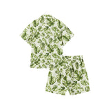 Island Leaf Collar Button-Up Shirt and Shorts Set