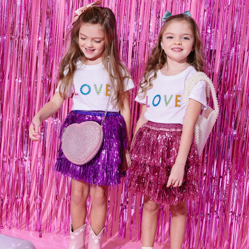 Hot Pink Shimmer Tinsel Party Skirt