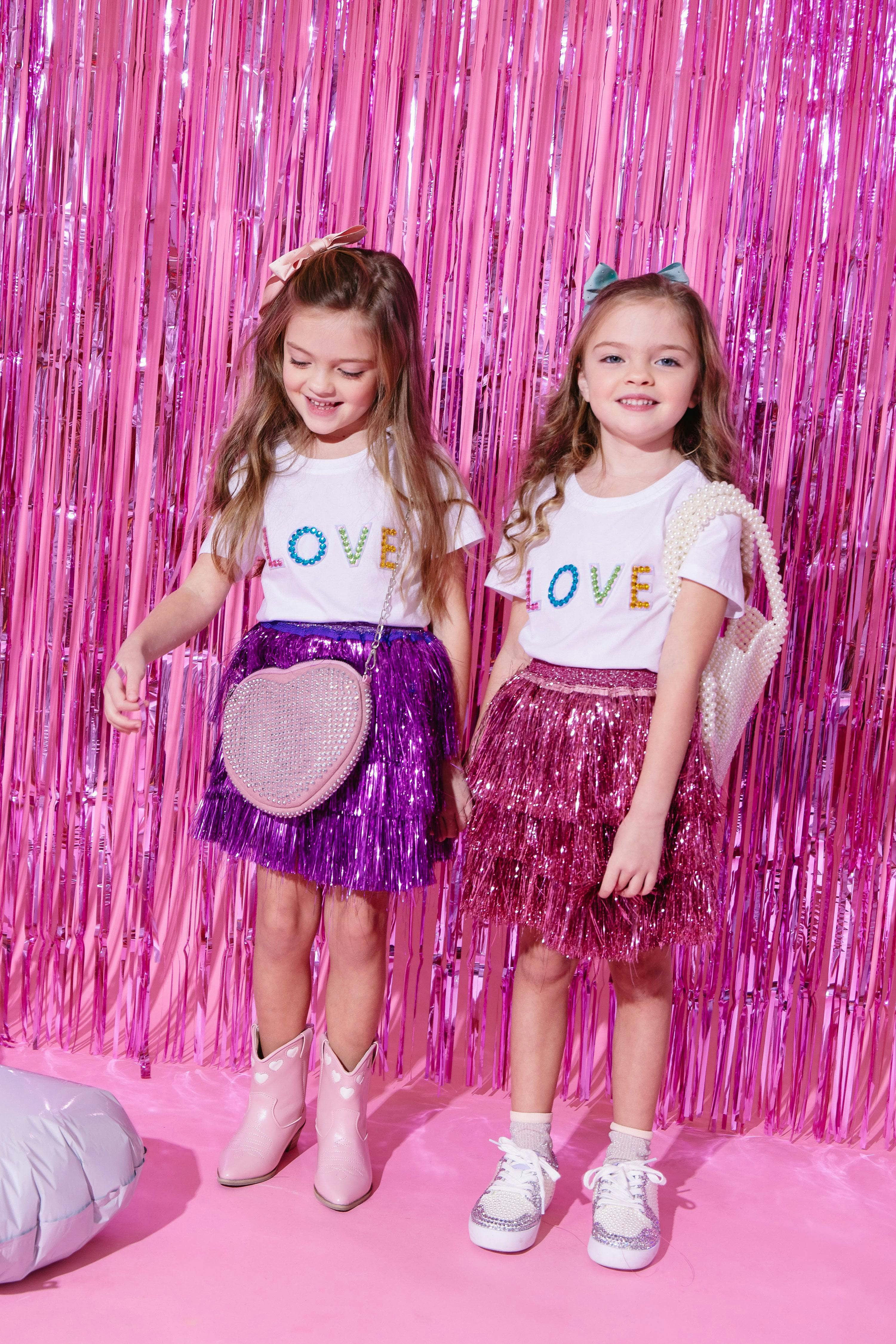 Lavender Shimmer Tinsel Party Skirt
