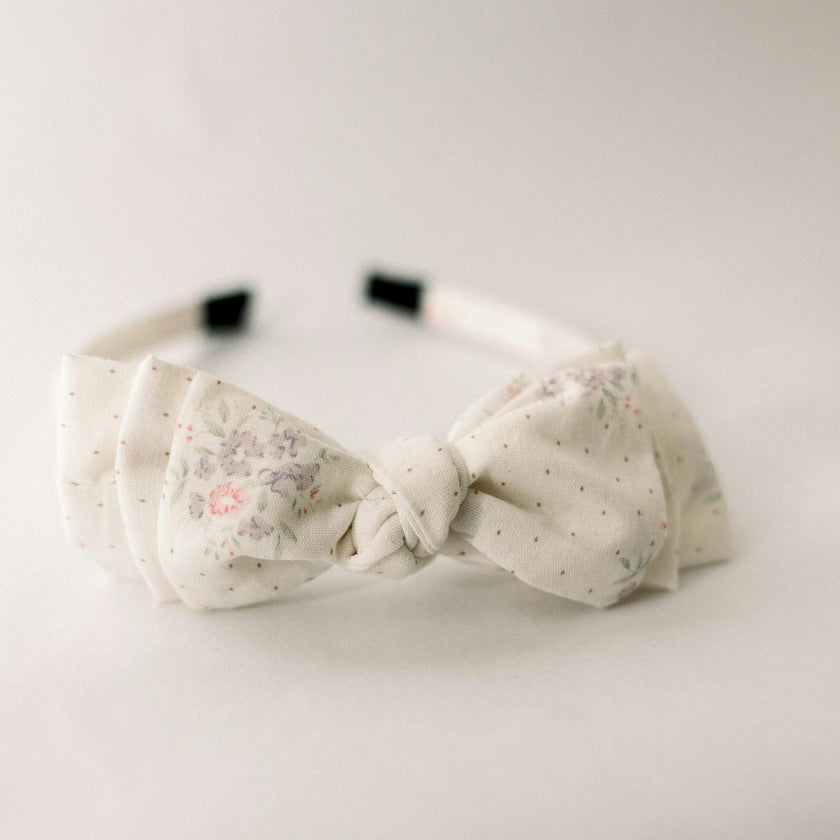 Three Little Bows Headband | Petite Meadow Dots